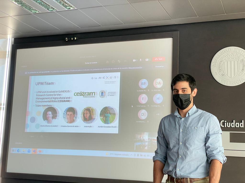 GrbAdrian's tweet photo. Presenting @La_UPM\@CEIGRAM team at the @GoNexusProject Kick off meeting. The challenge: Identify &amp; asses innovative win-win solutions for a efficient and #Sustainable coordinated governance of the #WEFE NEXUS ⚡💦🌱🌍
With: @MariaBlanco_F @imen08258945 @JalonSilvestre @etsiaab https://t.co/i6klMUNFtQ