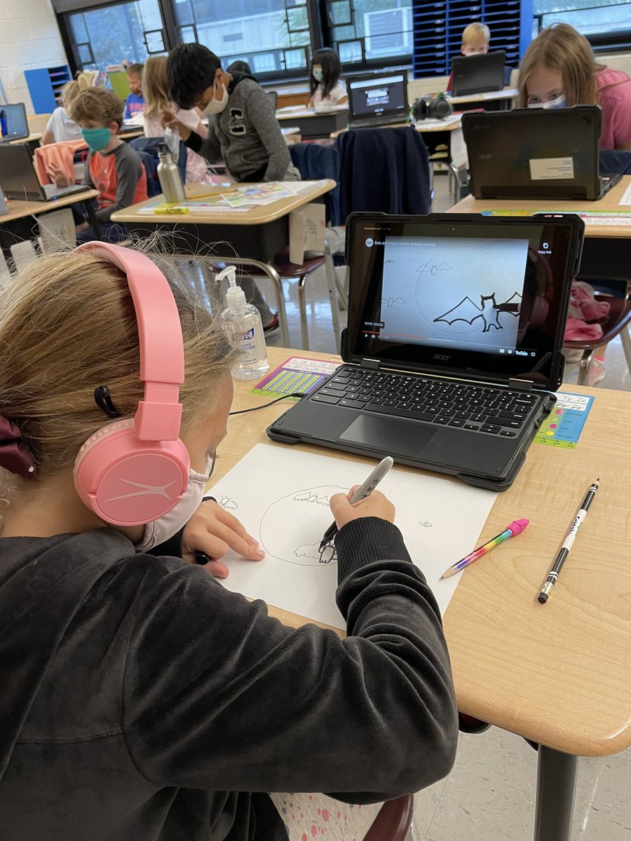 MsPoliti's tweet photo. Huge thank you to @artosaurus_rex for these instructional art videos. It was the perfect way to start our day while the rest of the building was in testing. https://t.co/eBVco6JMrM