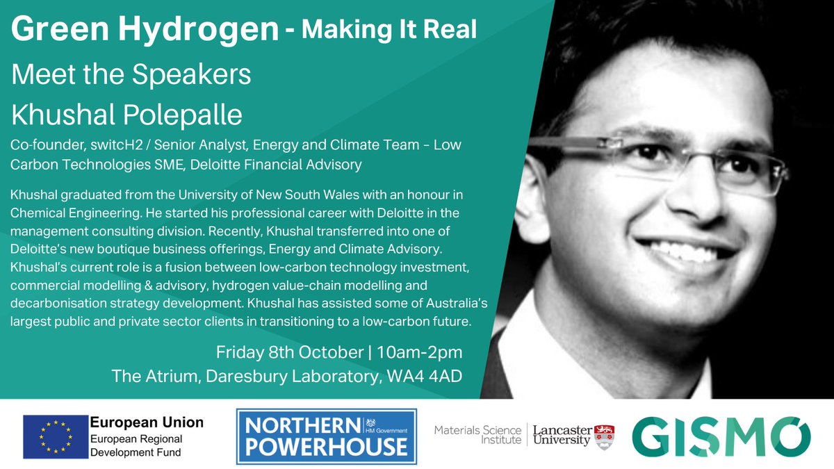 Meet our speakers for tomorrow's event, Green Hydrogen - Making It Real. <a href="/Switch2Energy/">Switch2</a>'s Khushal Polepalle will be giving a talk titled 'Brewery hydrogen system'.

There is still time to book, click here to register ▶️ bit.ly/3hSEEDl