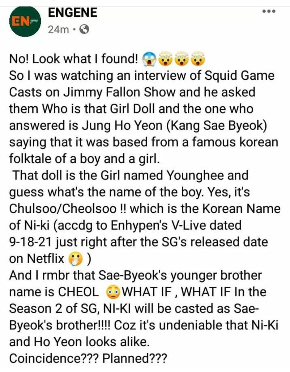 PushpaNaorem's tweet image. My life will be completed if it actually happens😌
#SquidGame #NIKI #enhypen