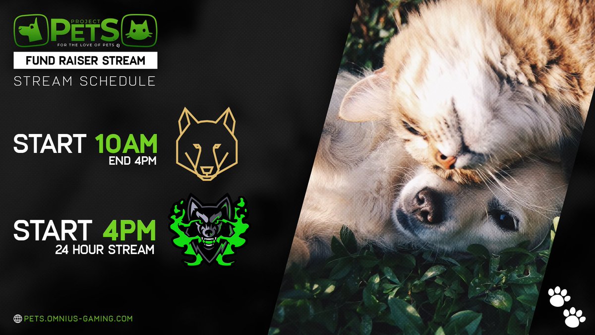 omnius_gaming's tweet photo. October 9th we'll be doing a small 𝗙𝘂𝗻𝗱 𝗥𝗮𝗶𝘀𝗲𝗿 for #ProjectPets

𝗦𝗰𝗵𝗲𝗱𝘂𝗹𝗲
@DutchWolfZA Starts off the Fund Raiser at 10AM and ends at 4PM!

Then @HavoKKGames takes over with a 24H stream

The lads have some interesting donation rewards 😉so be sure to pop in! https://t.co/A1Ma8YOict