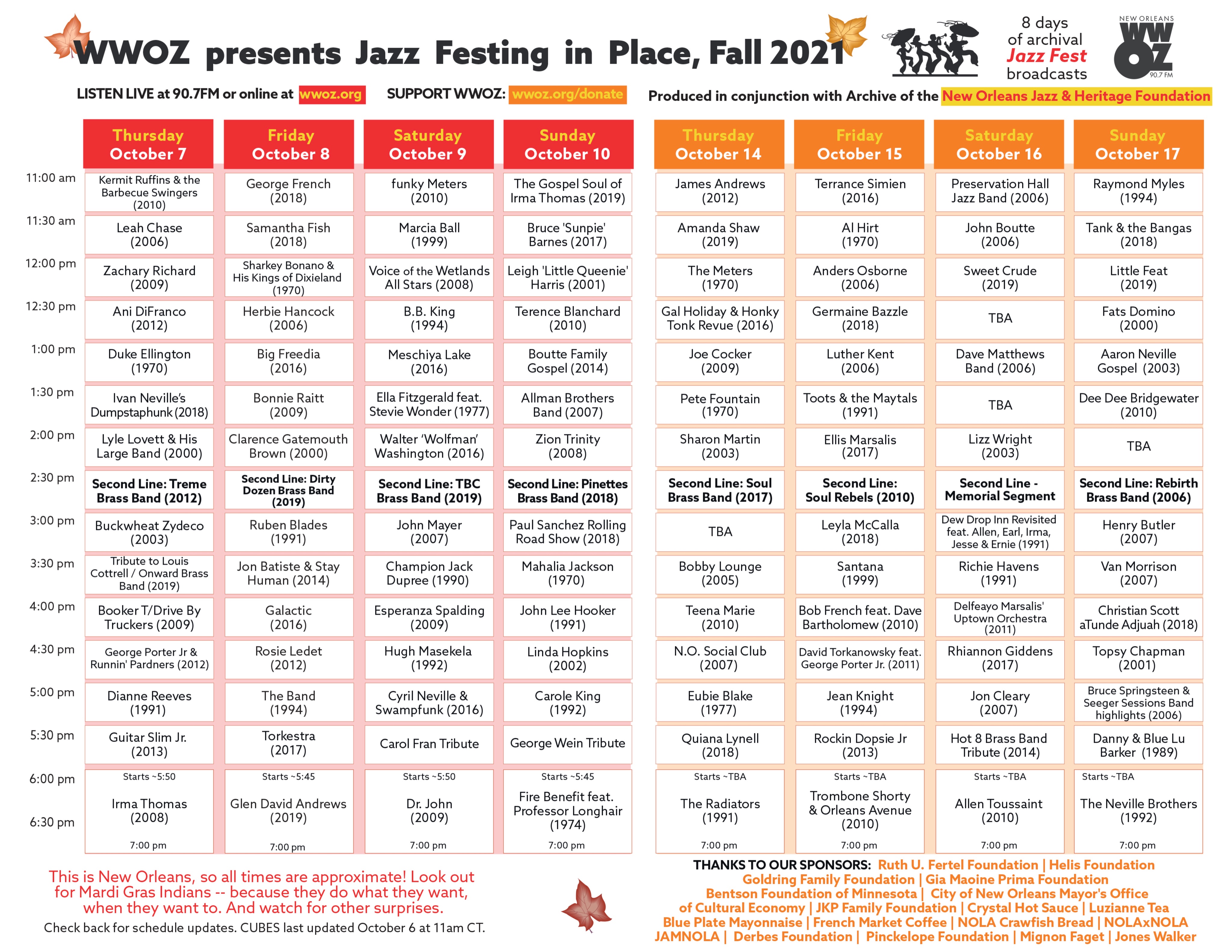Jazzfest Schedule 2022 New Orleans Jazzfest (@Jazzfest) / Twitter