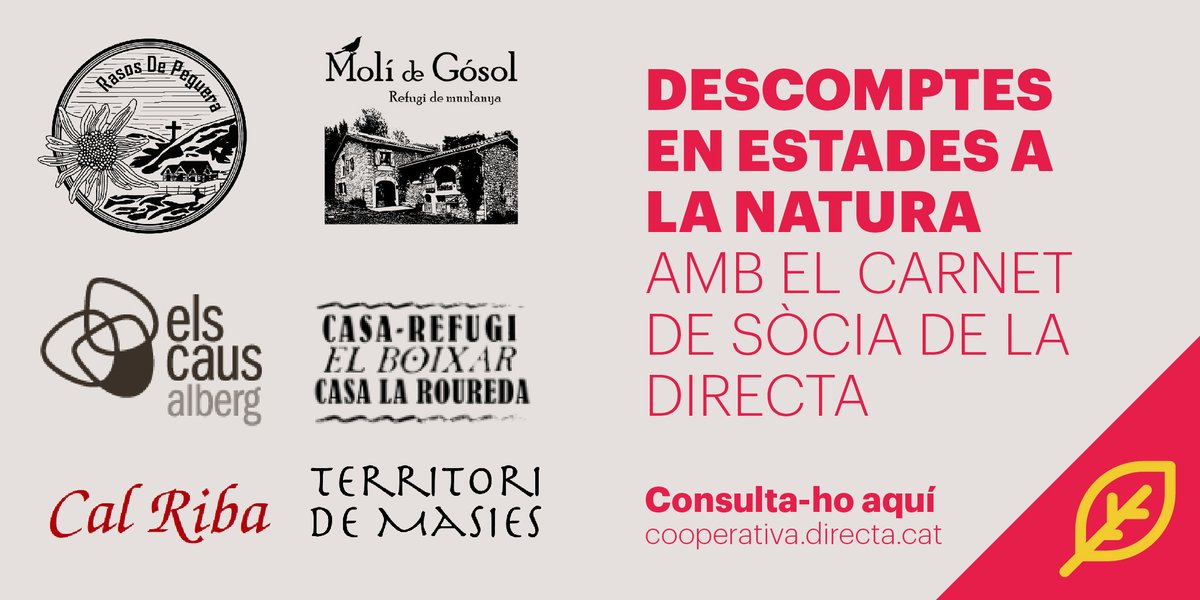 La_Directa's tweet photo. @AteneuHarmonia @Euskaletxeabcn @laradacoop @LaRepartidora @LahidraCoop @ateneu9b @SENEOCOOP @Ecotxe_SM @SomMobilitat @MensakasApp @ZumzeigCinema @FProtesta @MostraCineBaix El #CarnetDirecta t'apropa a llocs on connectar amb l'entorn d'una forma sostenible i compromesa amb l'economia local.
🌿10% de descompte a @elBoixar, Cal Riba, @refugirasos, Molí de Gósoli @causdemura. Descomptes en les activitats de @territorimasies
➡https://t.co/g7Rmuwvb3K https://t.co/ge1whPsdcH