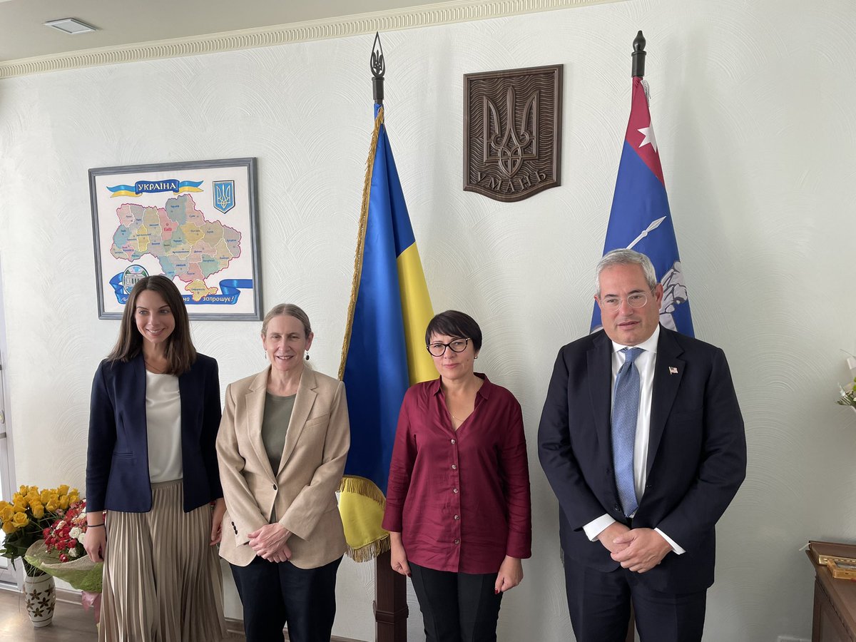 USHeritageComm's tweet photo. An honor meeting with mayor Irina Pletnova In Uman with @StateSEHI Ellen Germain @USHeritageComm is committed to helping preserve the #jewishheritage and cemetery in Uman and the grave of Rabbi Nachman #breslov @USEmbassyKyiv https://t.co/0zJapUxH08