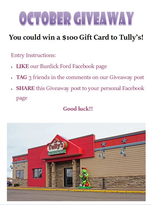 Head over to our Facebook page and enter into our October Giveaway!