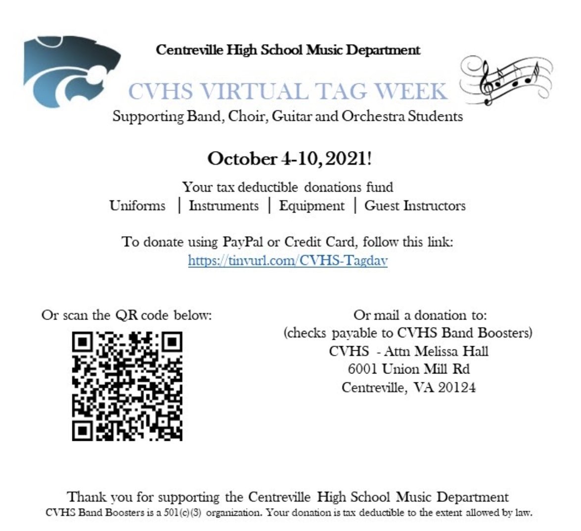 .@CvilleChoir and the other great music programs at <a href="/Centreville_HS/">Centreville HS</a> would love your support this week as part of their virtual tag day!
youtube.com/watch?v=LMsqvM…