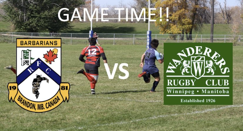 GAME TIME!! Come on down to our LAST HOME GAME of the year!!! This Saturday, 1230 pm at John Reilly Fields!! The Barbarians take on <a href="/wpgwanderersrfc/">Wanderers RFC</a> to try and solidify our spot at third place!!! Everyone come on out to support our Barbarians!!