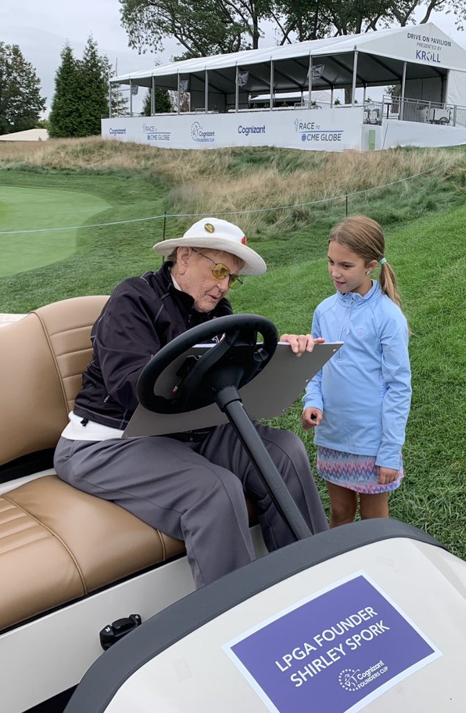 LPGAGirlsGolf's tweet photo. What the @LPGAfounders is all about 💖

@LPGA Founder Shirley Spork spending time with the future of the game 🥰

#LittleGirlsBIGDreams | #DriveOn https://t.co/jYXyPbfRaN