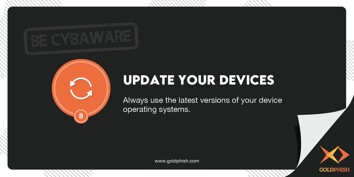 GoldPhishCyber's tweet photo. Security threats evolve, which is why you need to keep your browser and operating system updated. #Updates help protect from viruses &amp; attacks. Missing one can mean serious consequences.
.
#cybersecurityawarenessmonth #CSAM #cybersecmonth #BeCybaware #GoldPhish #31daysofcyber https://t.co/E33WTVY6Um