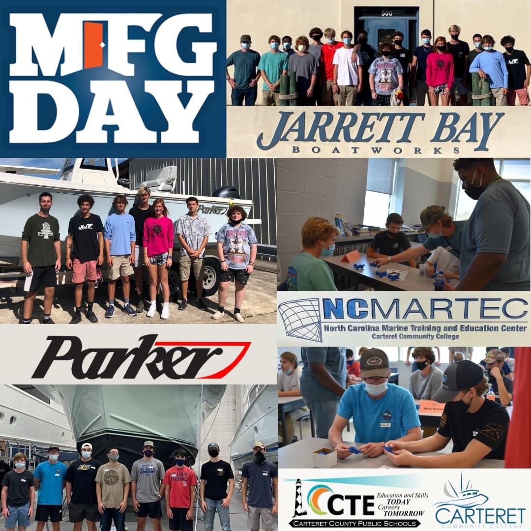 HS Manufacturing Day 2021 was a huge success!!  Students enjoyed tours @JarrettBay , @parkerboats , & @CarteretCC . Thank you to all of our partners!  #careerready #CTETheHotTopic #BrighterTogether #MFGDay21 @CarteretK12 @lee_a_oneal @CTEforNC