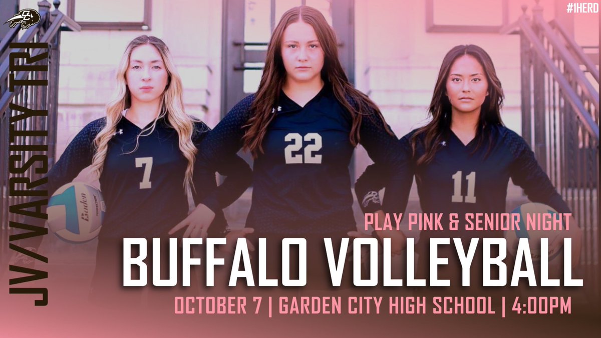 It’s GAME DAY! V/JV will be in action at HOME tonight where they will take on Ulysses and Dodge City. First serve is at 4pm. Be sure to wear your pink!

💗 SPECIAL EVENTS 💗

🎟 $5 raffle tickets for a chance to win a new Apple Watch 
🍪 Bake Sale
🎓 Senior Night 

🦬🏐 #1herd