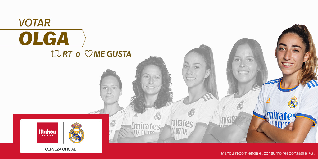 RT o Me Gusta si crees que <a href="/7olgacarmona/">Olga Carmona</a> es la #JugadoraCincoEstrellas del <a href="/realmadridfem/">Real Madrid C.F.</a> en el mes de septiembre.