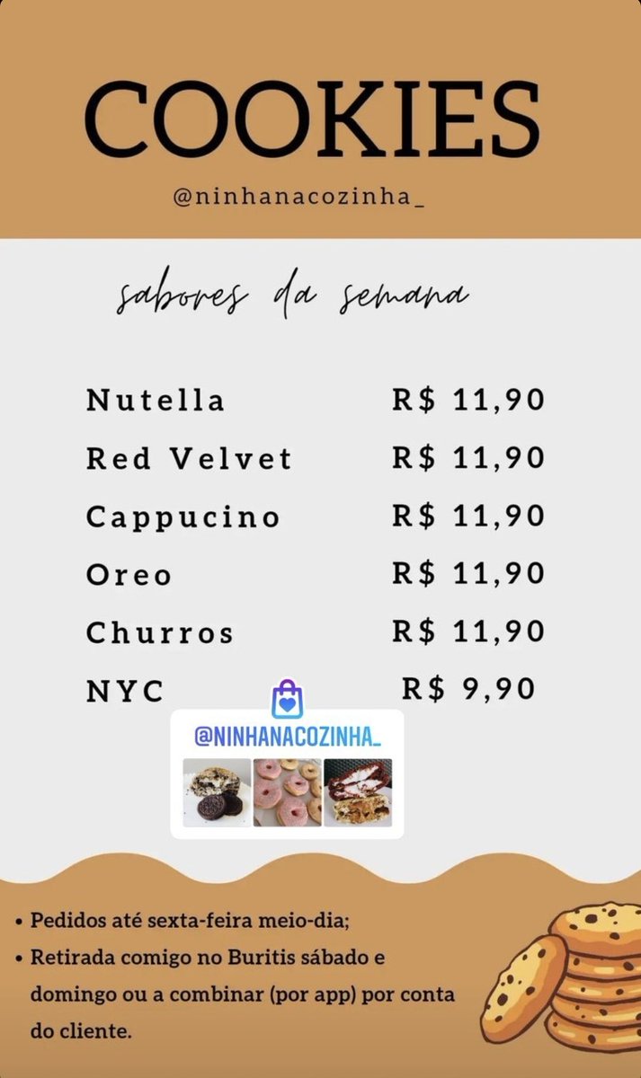 WhoaNaluh's tweet photo. Alô BH,

Que tal pedir um cookie delicioso esse fim de semana e se mimar um pouco? 

O cookie mais recheado que eu já vi e vc ainda ajuda uma mulher empreendedora.

Só clicar aqui pra pedir 👉https://t.co/g4HEmxwFPf https://t.co/zfx9rhfaL5
