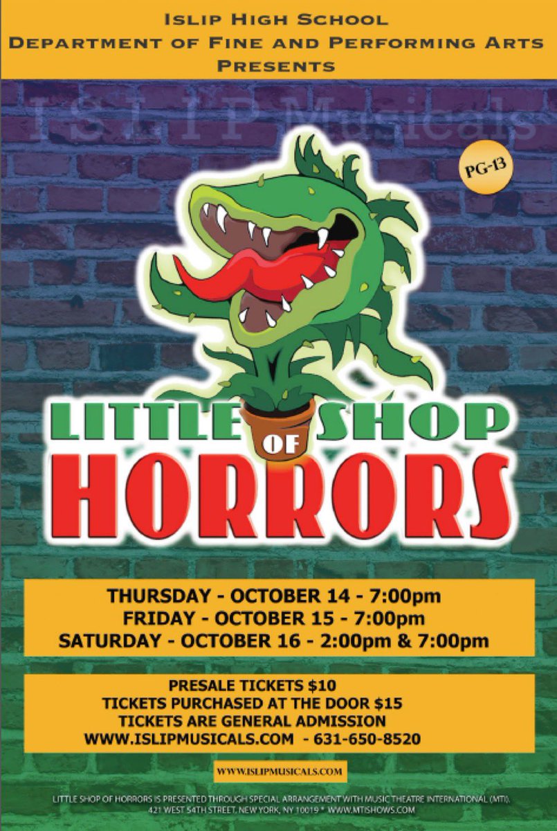 Islip High School's Department of FIne and Performing Arts will present "Little Shop of Horrors" on Oct. 14-16.