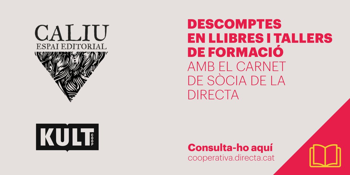 La_Directa's tweet photo. @AteneuHarmonia @Euskaletxeabcn @laradacoop @LaRepartidora @LahidraCoop @ateneu9b @SENEOCOOP @Ecotxe_SM @SomMobilitat @MensakasApp @ZumzeigCinema @FProtesta @MostraCineBaix @elBoixar @refugirasos @causdemura @territorimasies @elrodalcoop @eixarcolant 📚 Per a les persones amants de la lectura crítica i en paper, amb el #CarnetDirecta gaudiran de descomptes en llibres de @Caliu_Editorial i en publicacions de @catarsimagazin, @TigrePaper, @Bellaterra_ed i @LiteralBCN (@KultCoop)
➡ Més informació: https://t.co/g7Rmuwvb3K https://t.co/R8VRVWxdqZ