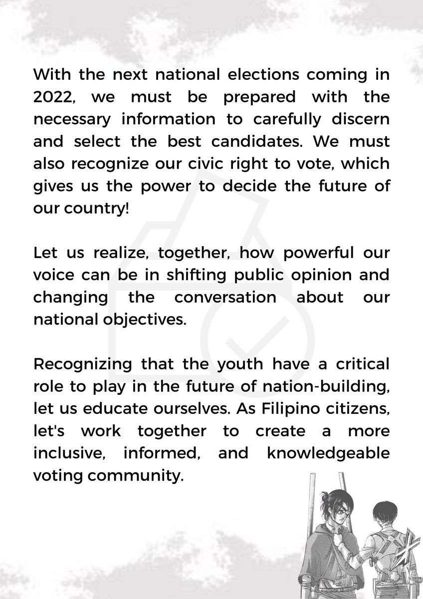 Pause muna tayo sa mga kagalakan para sa #LevihanABANGAN! 

Remember to exercise your right to vote as citizens of the Republic of the Philippines. Voting isn't simply something you do for yourself; it's something you do for our country's future. 

Kababayan, #MagpaRehistroKa