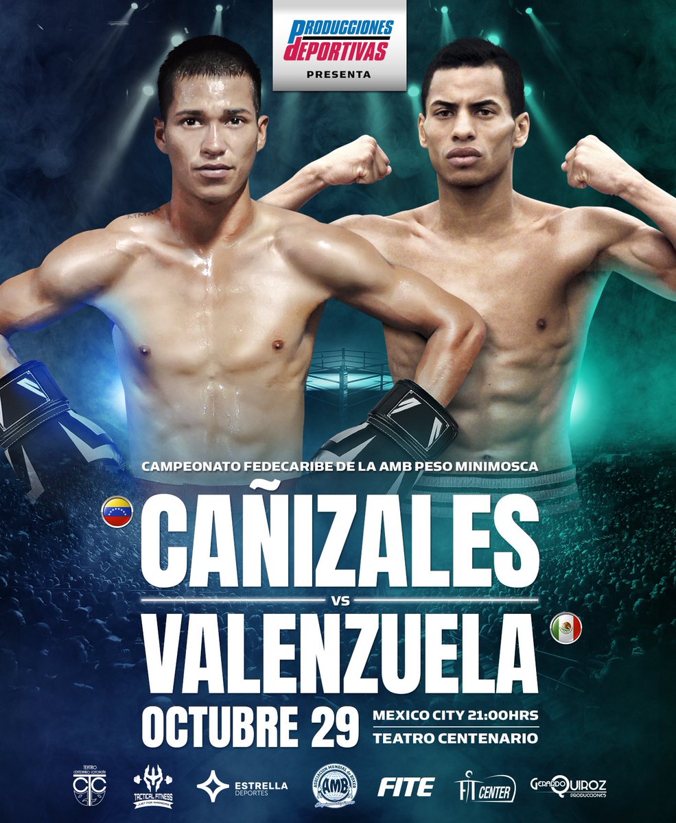 pdeportivas_'s tweet photo. 💪🏼🥊 ¡Nos vemos el próximo viernes 29 de octubre! En un evento presentado por @pdeportivas_ , el venezolano Carlos Cañizales y el mexicano German Valenzuela se enfrentarán por el título FedeCentro de la @WBABoxing peso minimosca. #BOXEOESTRELLA @estrellatv https://t.co/ydTgeTC8oa