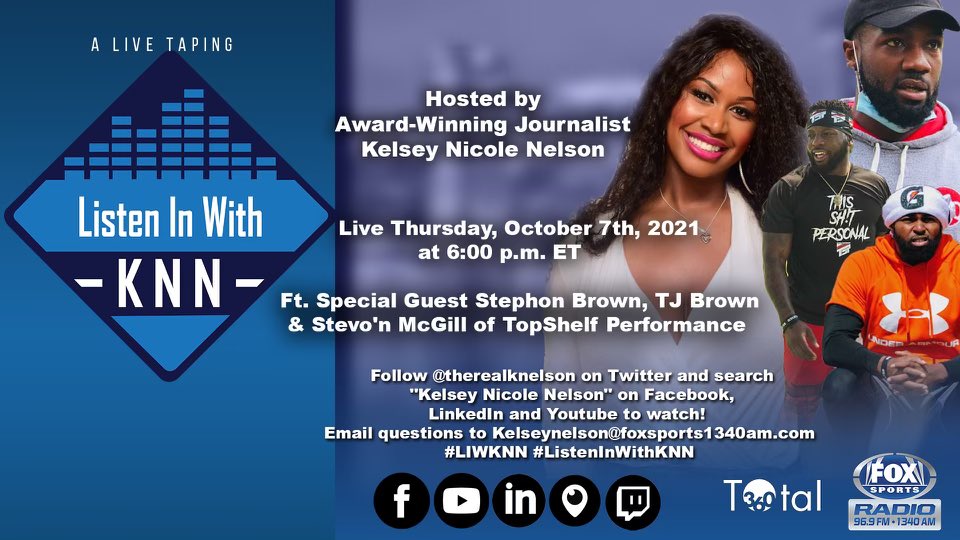 Total360MGT's tweet photo. Tune in today at 6pm as TopShelf Performance (@Topshelf_fit, @Topshelf_TJ & @TopShelf_Steph) will be joining Listen In With KNN hosted by @therealknelson ⚠️💯🔥
LINK IN BIO
#ListenInWithKNN #FoxSportsRadio #TopShelfPerformance #TSP #Football #Fitness #DrillsThatTranslate https://t.co/Na09GQyFdz