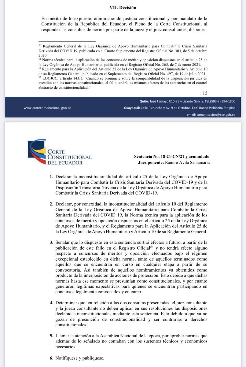 Esa sentencia de la <a href="/CorteConstEcu/">Corte Constitucional</a> del 6 de octubre del 2021, más allá de que sea legal o no, atenta contra los derechos de los médicos que se jugaron la vida durante la pandemia. Ministra, <a href="/XimenaGarzon11/">Dra Ximena Garzón Villalba PhD, CPH</a> , no podemos darle la espalda a miles de galenos.