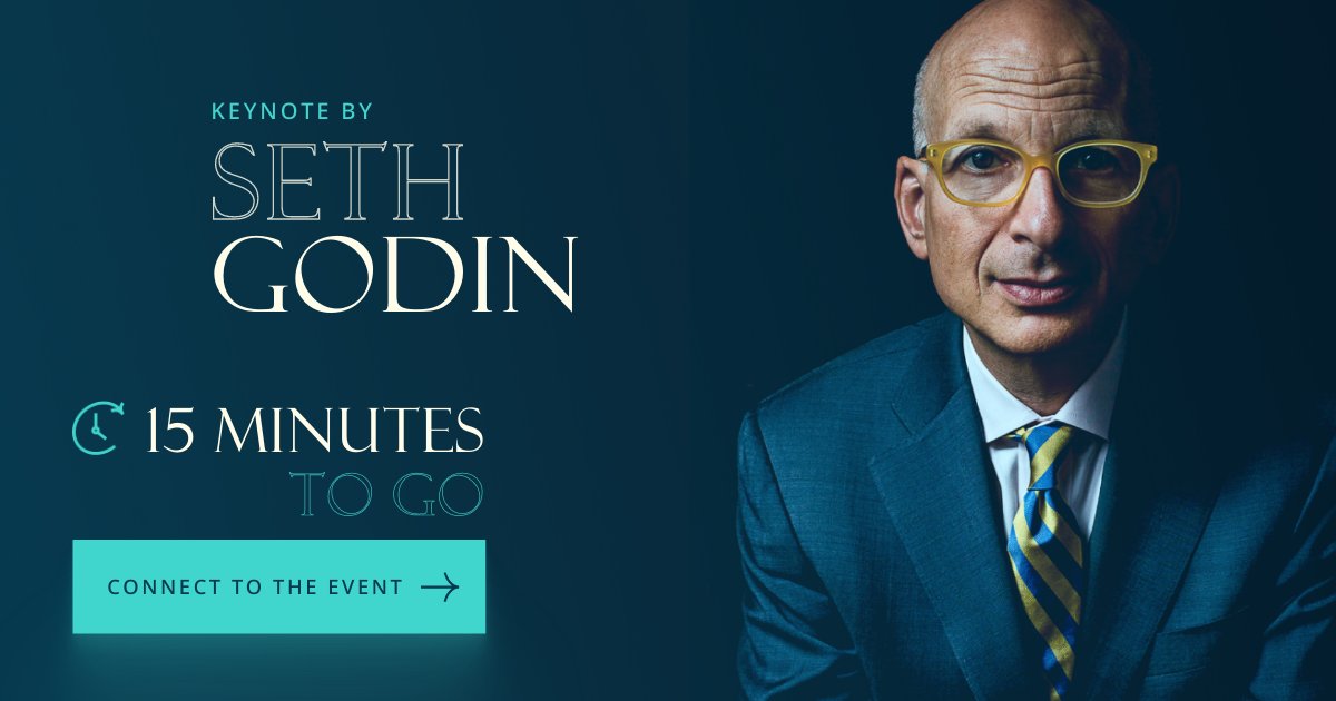 📢 15 MN TO GO : CLOSING KEYNOTE WITH SETH GODIN 📢 

You don't want to miss our closing keynote with the one and only <a href="/ThisIsSethsBlog/">Seth Godin</a>, marketing visionary ! 15mn to go...

#yeswetrust #summit #ywt2021