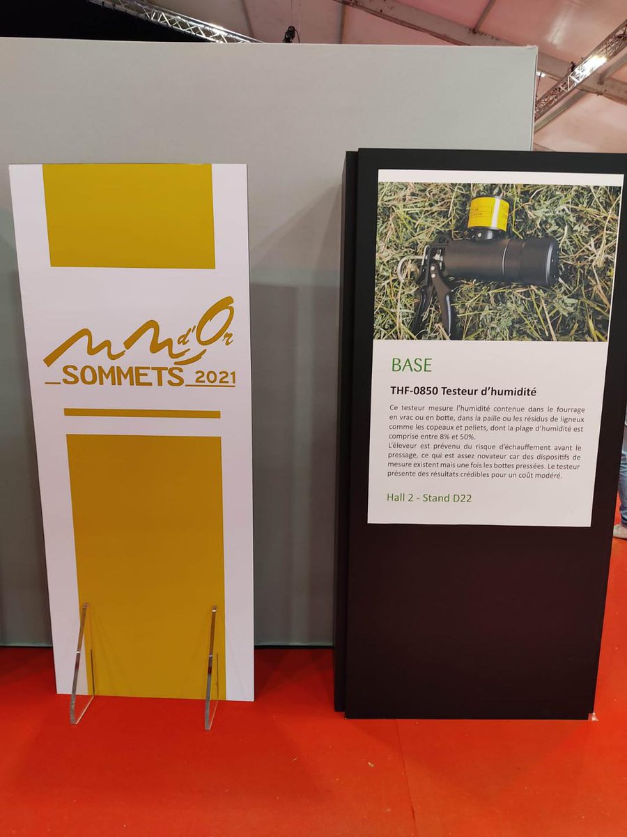 Mercredi soir au <a href="/SommetElevage/">SOMMET DE L’ÉLEVAGE</a> avait lieu la cérémonie de remise des prix du concours du Sommet d’or.
C’est avec un grand plaisir que nous avons reçu un prix pour notre testeur d’humidité des fourrages, le THF-0850 !