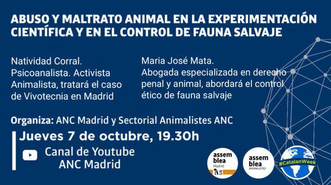 assemblea's tweet image. ⬛️⬜️📢 Avui, més actes de la #CatalanWeek:

📍 18 h | @ANCbalticstates amb @ArturTalvik, @OttoOzols i Tomas Kavaliauskas.

📍 18.30 h | @ANCEuskalHerria amb @AlbanoDante76.

📍 19.30 h | @AncMadrid i @animalistesANC amb Natividad Corral i @mjmata__.