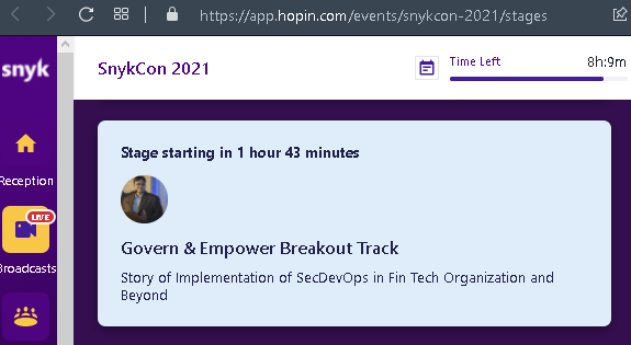 salmaankhwaja's tweet photo. I'm super excited to speak at SnykCon on in about 1 hour at 09:35 PKT (Pakistan Standard Time)!

This talk will be about Story of Implementation of SecDevOps in Fin Tech Organization and Beyond.  

Access the #SnykCon / #SnykCon2021 @ https://t.co/hoYIaNQ2Tb https://t.co/KHtDBfsFNc