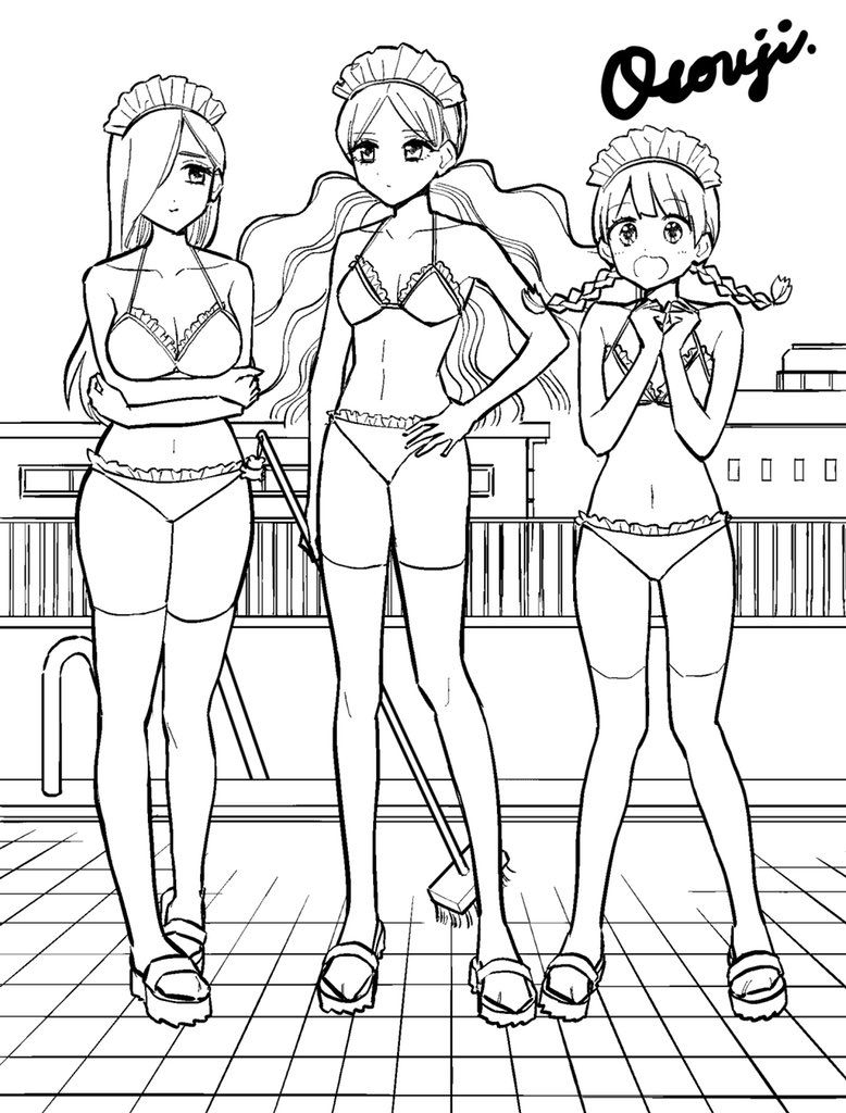 プールサイド掃除 