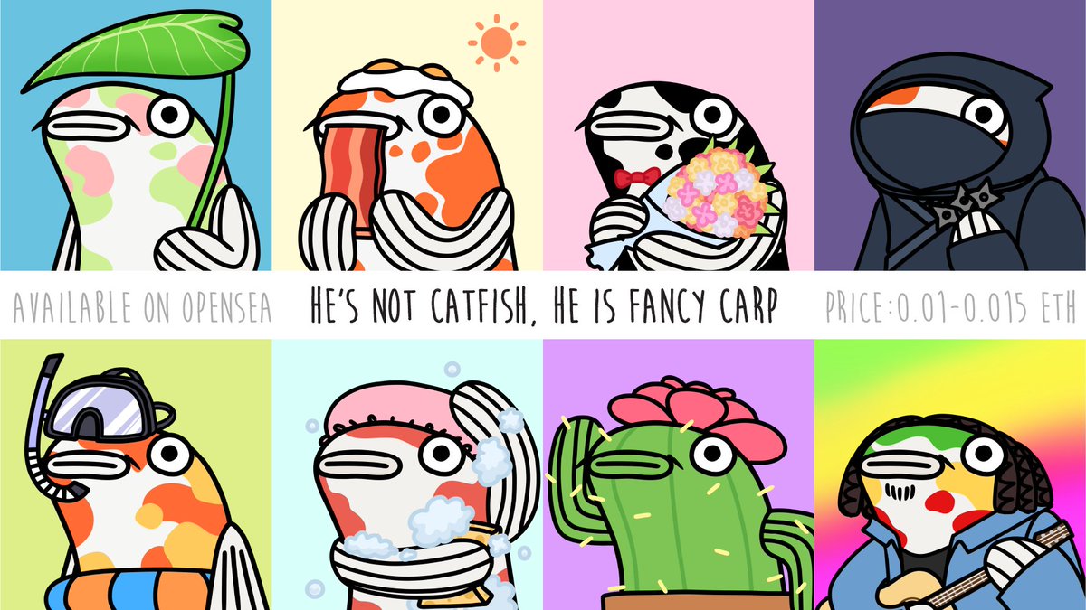 z_anemon's tweet photo. 🔥🔥New Drop🔥🔥
He's not catfish, He is fancy carp
[#033-#040]
⭐️ No theme 
💵 Price: 0.01-0.015 ETH 
⛵️ Available on https://t.co/jJfdX8b5RE

#NFTCommunity #NFTartist #NFT  #nftcollector #NFTcollection #NFTTHAILAND #NFTdrop #opensea https://t.co/Tddo0AsbFq