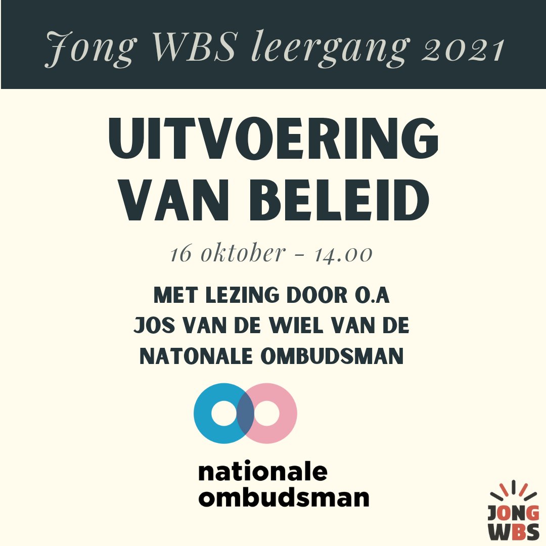 JongWBS's tweet photo. Ben jij bij ons laatste leergangevenement op 16 oktober om 14.00, in de Singelkerk in Utrecht? Deze lezing gaat over een essentieel maar tot voorkort onderbelicht deel van hoe beleid impact heeft op ons leven: de uitvoering. Check https://t.co/J4m9ZGYbzh voor de info! https://t.co/Vr4Rksh8Ln