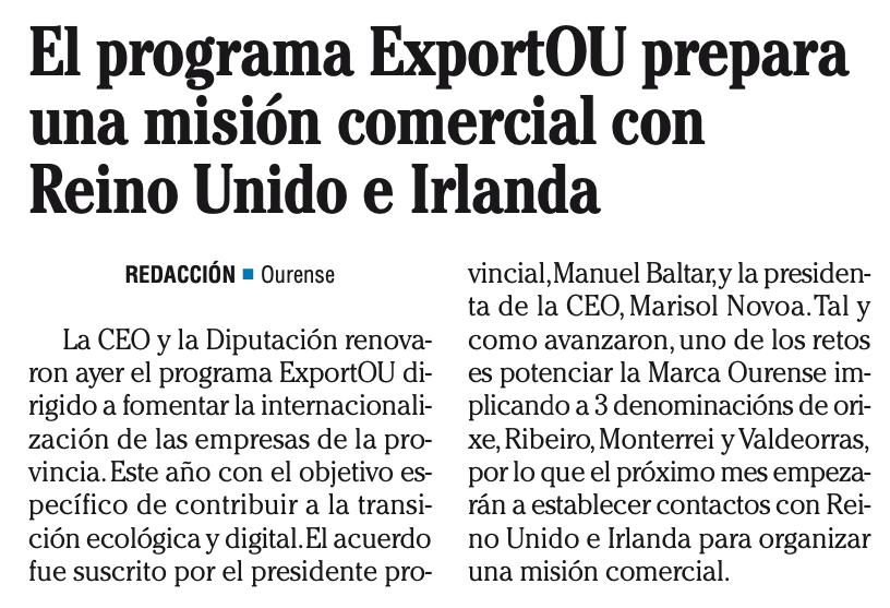 DeputacionOU's tweet photo. El programa #ExportOU prepara una misión comercial con Reino Unido 🇬🇧 e Irlanda 🇮🇪 https://t.co/RsMEe1fcTa @FaroOurense https://t.co/zizI1EzoPH