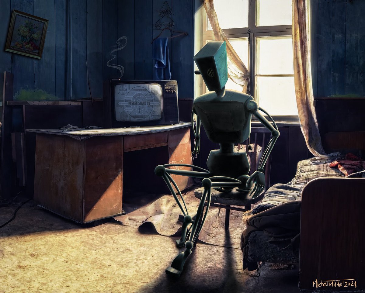 #fallout #postapocalyptic #ilustracja #depresja #robot #digitalpainting

Depresja robota w świecie apokaliptycznym może być nieuleczalna, bo jak? Ilustracja bardziej spontanicznie stworzona, ale wymyślony klimat utrzymałem.