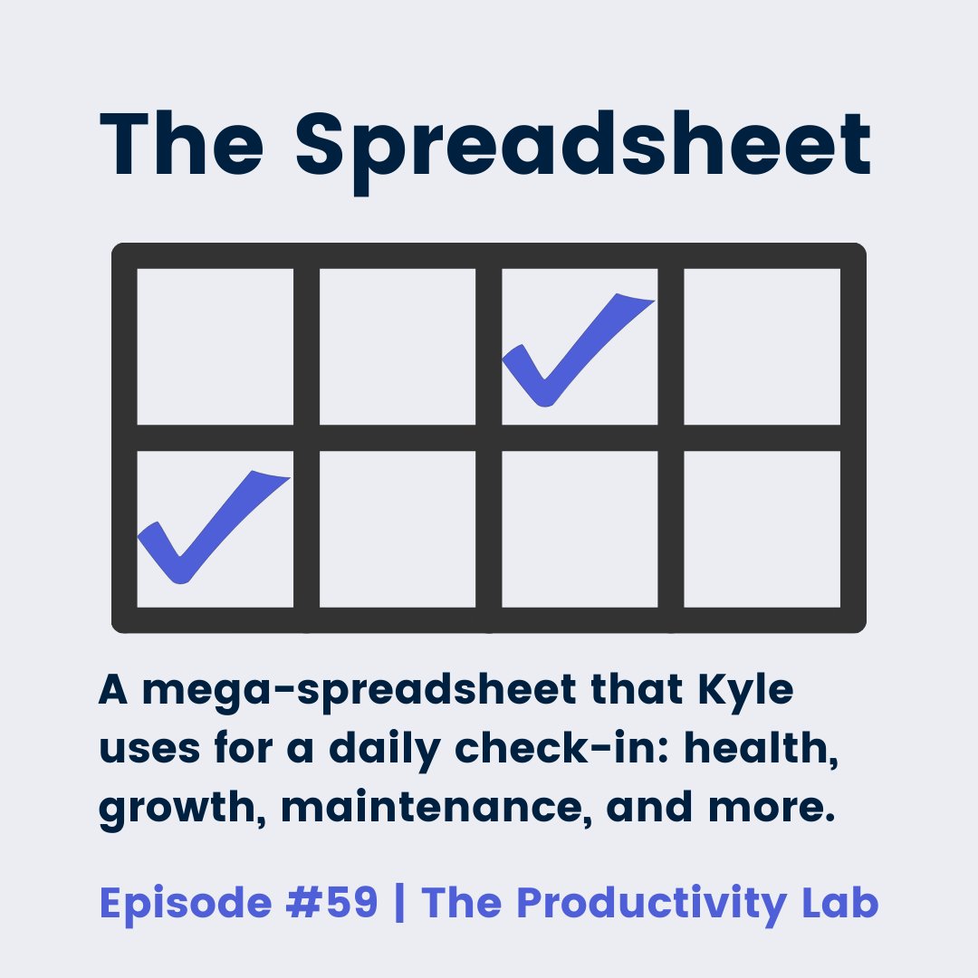 ProductiveLab's tweet image. The Spreadsheet: A mega-spreadsheet that Kyle uses for a daily check-in. Check out the latest episode to find out more!

theproductivitylab.show/our-strange-ha…

#stayproductive