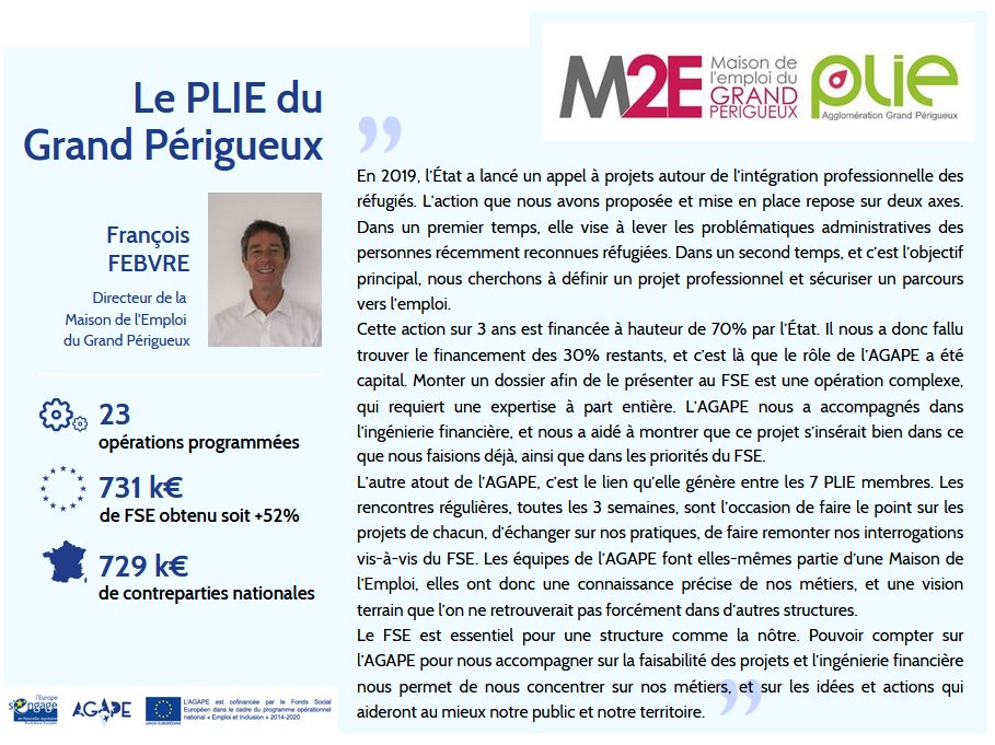🇪🇺 Comment l'Europe contribue à l'insertion professionnelle ? Retrouvez le témoignage de François FEBVRE, Directeur de la Maison de l'Emploi du Grand Périgueux,ou comment un accompagnement de proximité permet de construire des actions sur mesure. <a href="/FSE_nat/">Fonds social européen +</a> <a href="/AVEmploi/">ALLIANCE VILLEMPLOI</a>