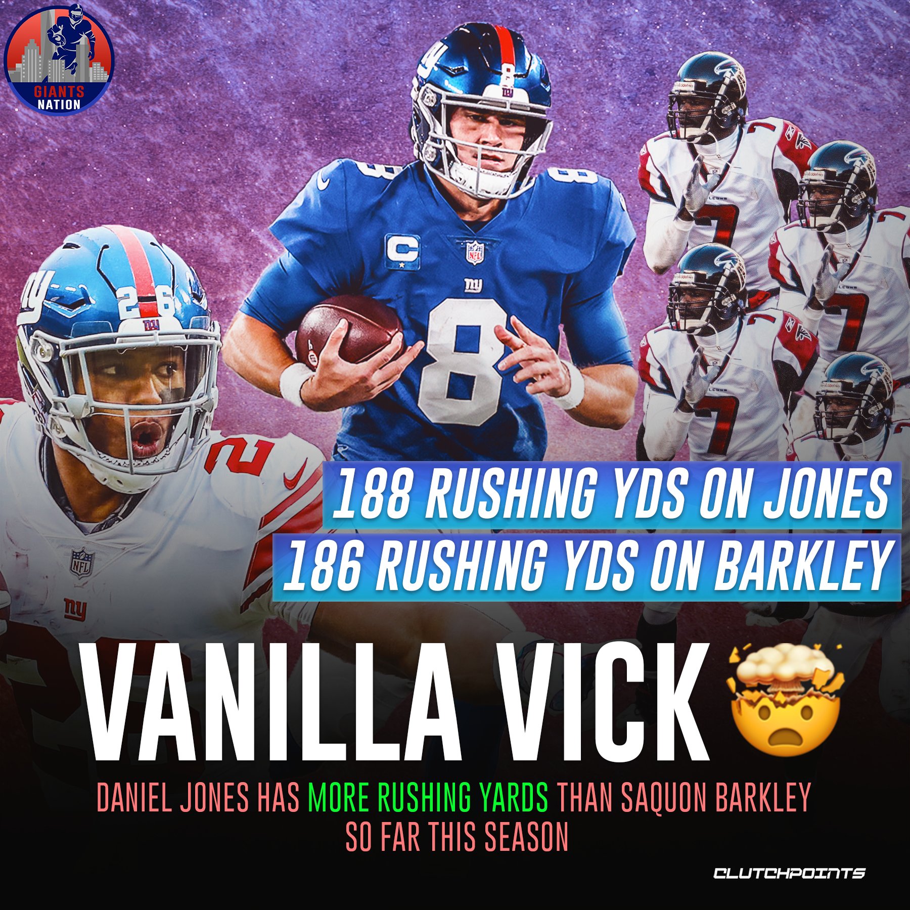 Giants Nation on X: 'Daniel Jones and Saquon Barkley would definitely need  more of those yards for the Giants this season 