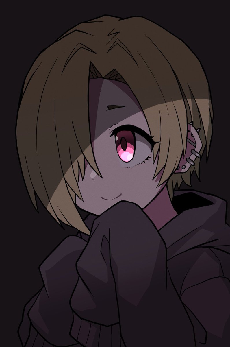 shirasaka koume 1girl solo blonde hair hood ear piercing piercing hoodie  illustration images