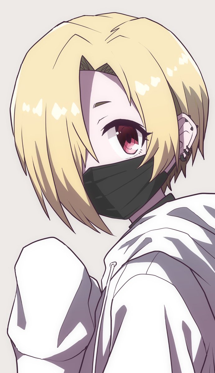 shirasaka koume 1girl solo blonde hair hood ear piercing piercing hoodie  illustration images