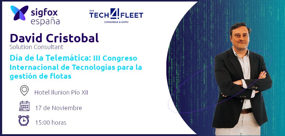 UnaBiz_ES's tweet image. NO TE LO PIERDAS!! Nuestro #Sigfoxer David Cristobal participará en el @TECH4FLEET - Congress &amp;amp; Expo   III Congreso Internacional de tecnologías para la Gestión de Flotas, donde os contará lo que la red #0G de #Sigfox puede aportar 
👉bit.ly/3AcYb85