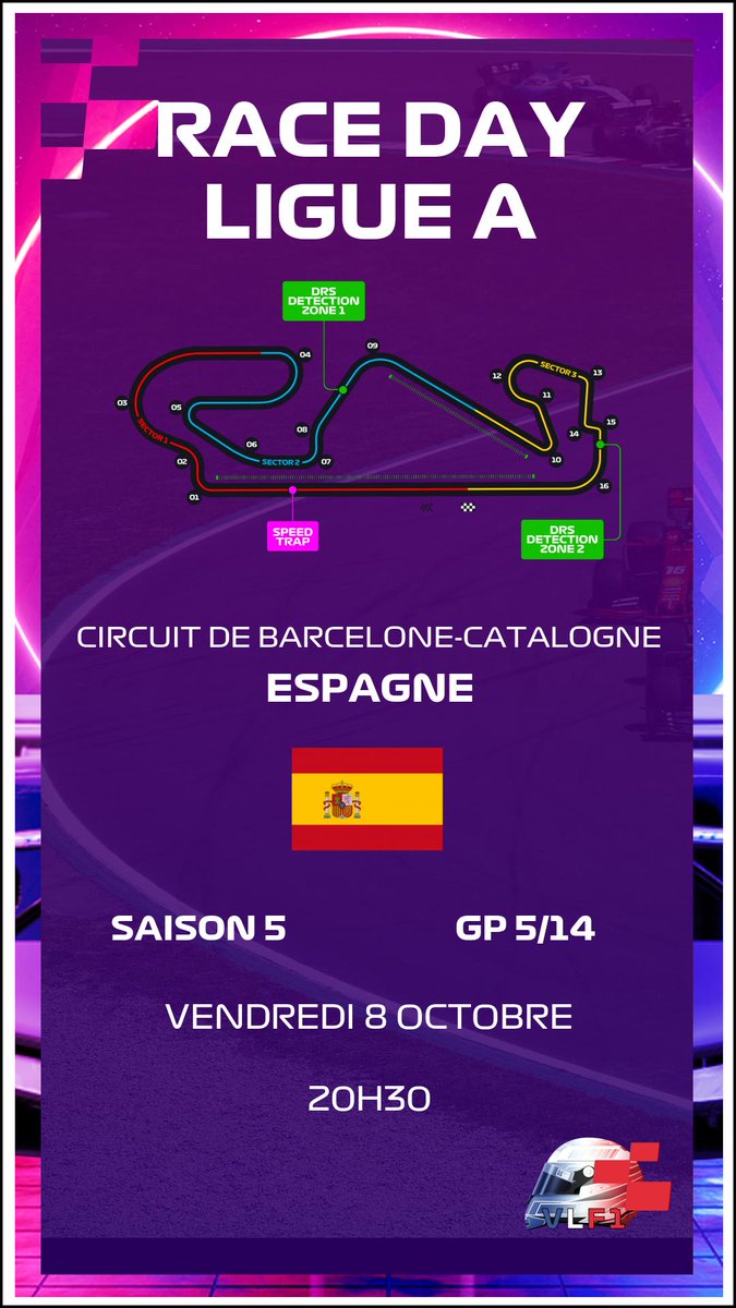 virtualliguef1's tweet photo. 🚨 RACE DAYYYYY🚨
Et on se retrouve ce soir sur le circuit de Barcelone en Espagne 🇪🇸 à l'occasion du 5ème GP de cette saison pour la ligue A!
@JustVenom6 arrivera-t-il à prendre sa première victoire?
#F12021 #jeuxvideos #virtualliguef1 #VLF1 https://t.co/Fv7IzFtfev