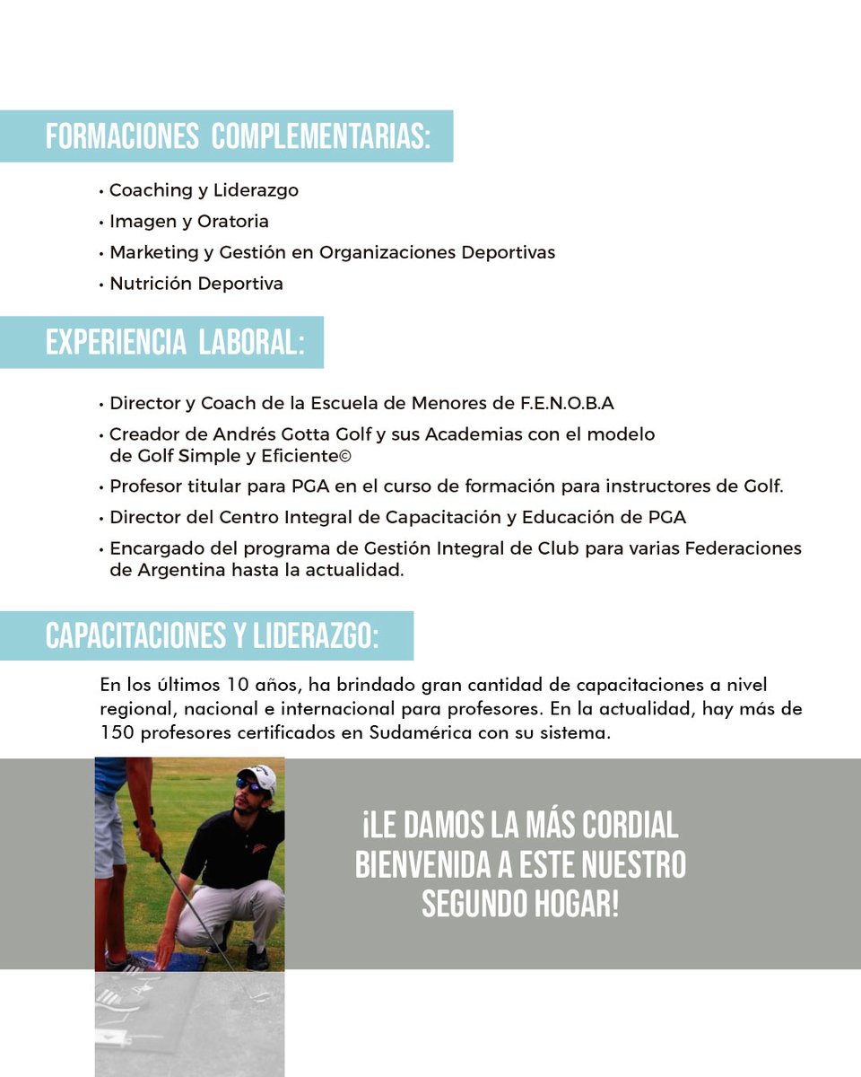 Arrayanes Ecuador (@arrayanesec) on Twitter photo ¡Excelentes noticias!
En los próximos días se incorporará a nuestro club el reconocido argentino <a href="/andresgottagolf/">Andres Gotta - Head Coach Golf</a>, nuevo Head Pro para el área de Golf. Estamos seguros que su experiencia aportará mucho al desarrollo de los golfistas del Club.
¡Bienvenido Andrés! ¡Excelentes noticias!
En los próximos días se incorporará a nuestro club el reconocido argentino <a href="/andresgottagolf/">Andres Gotta - Head Coach Golf</a>, nuevo Head Pro para el área de Golf. Estamos seguros que su experiencia aportará mucho al desarrollo de los golfistas del Club.
¡Bienvenido Andrés!