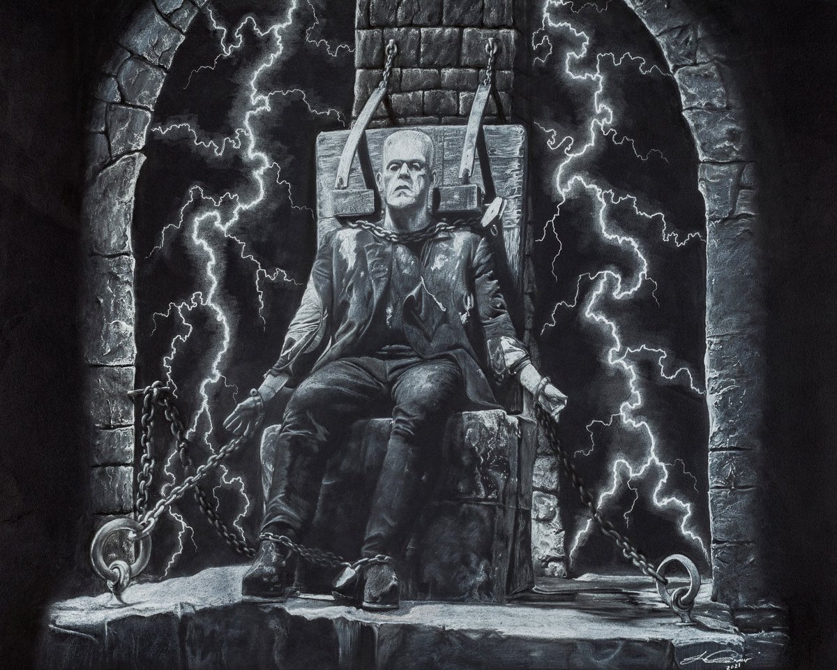 My white charcoal on black matboard.