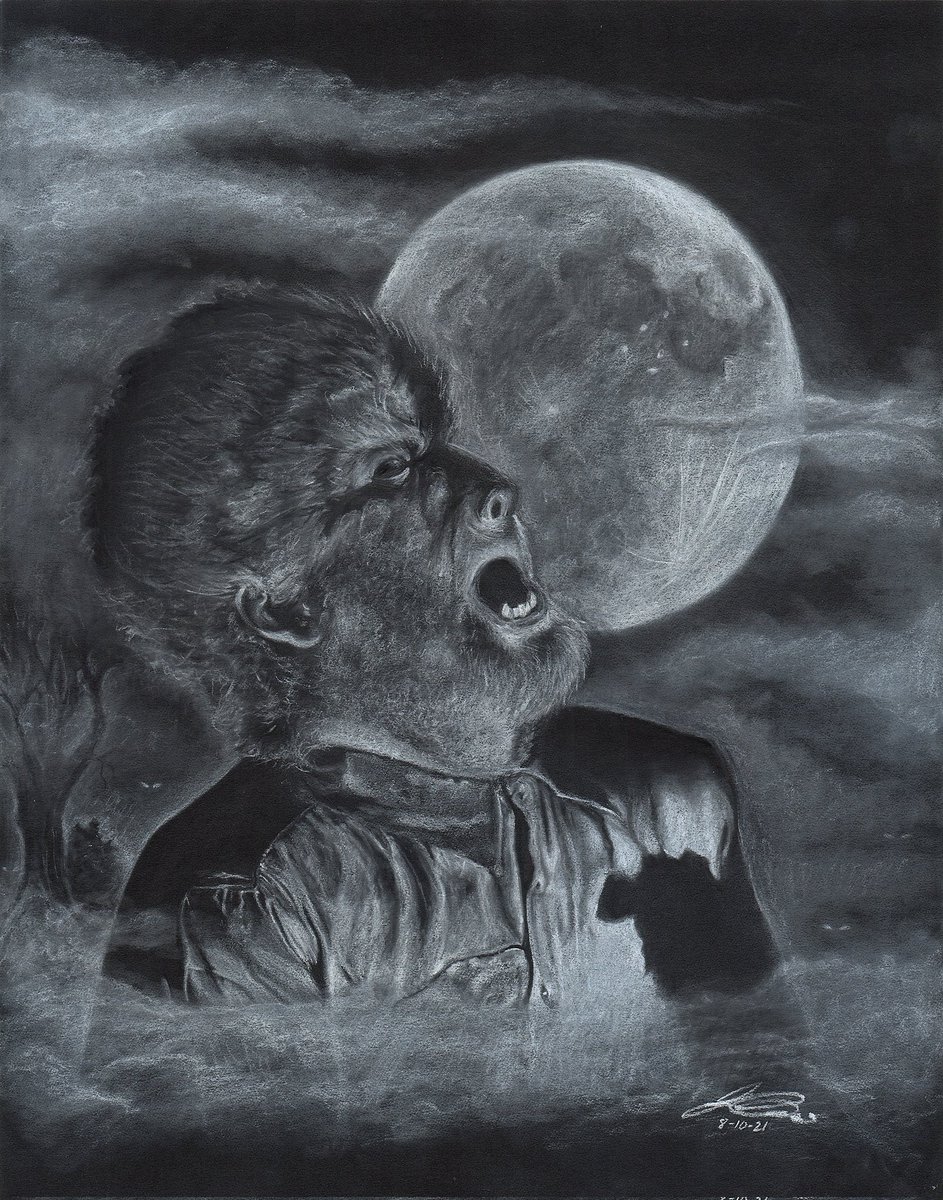 My white charcoal on black matboard.