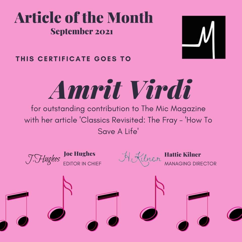 So happy to have won article of the month! 🤍 @TheMicNotts