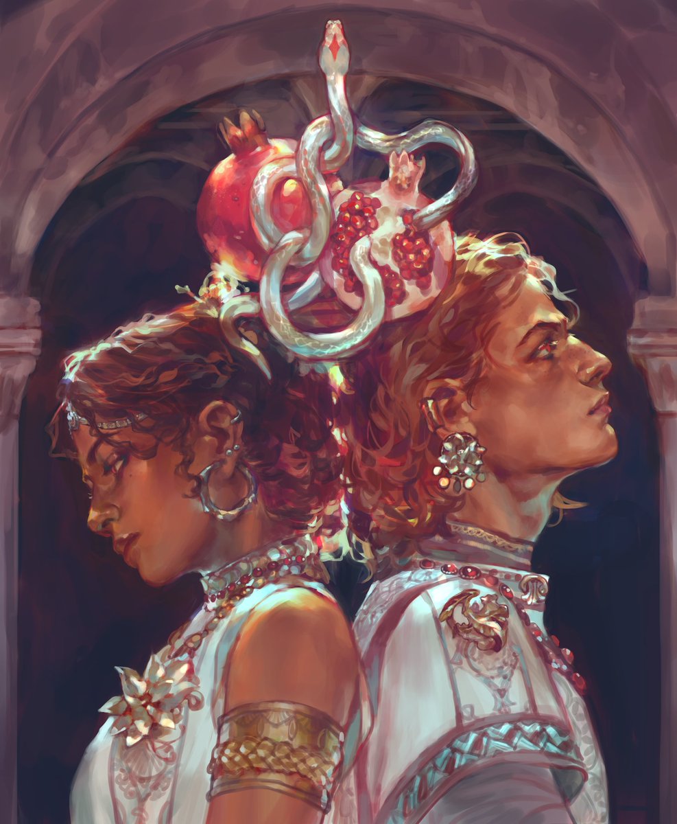 Orpheus and Eurydice 🍷Commissioned cover art for Follow Me Down—it’s a 2 player TTRPG inspired by Greek mythos. The K.ckstarter is live, see below!!