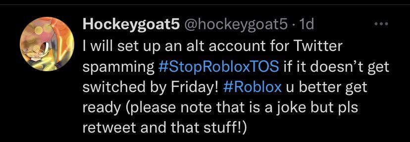 hockeygoat5's tweet image. THEY SAW THIS TWEET #Roblox #robloxTOS #RobloxDev!!!