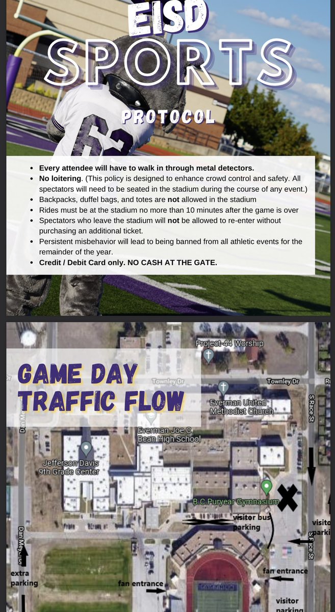 SeguinCougarFB's tweet photo. EISD protocols for fans tomorrow night at Everman! Excited to see #SeguinNation tomorrow night!!! #Southside https://t.co/zOyewEm8sd