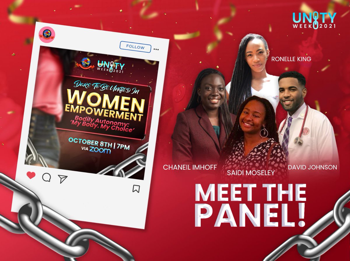 letsunpackitco's tweet photo. Join @thedavidsrj and other panelists tomorrow, Friday Oct 8th @ 7PM AST for a discussion on Women Empowerment and Bodily Autonomy! You don’t want to miss this engaging and insightful discourse! Zoom Link in our bio! #unityweek2021 #womenempowerment https://t.co/lMoITQcs2W