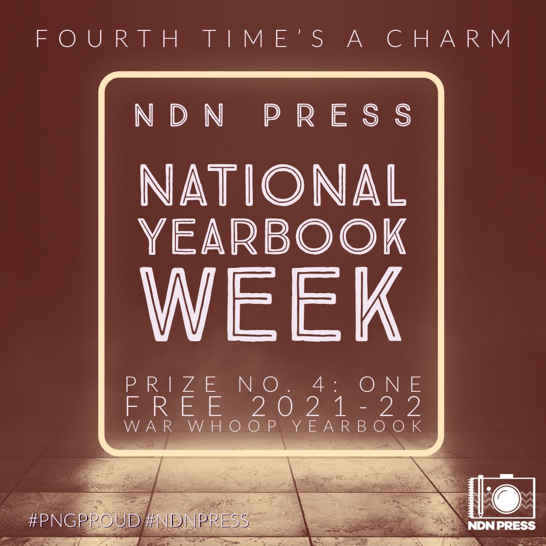 NDNPress's tweet photo. FOURTH TIME’S A CHARM: We’re almost through #NationalYearbookWeek. Today is the fourth chance to win a 2021-22 yearbook! 

Like AND share on this post to be entered in today’s contest. You can also play on Facebook and Instagram. 

#PNGproud #NDNPress (1/2) https://t.co/yKtwFugoH3