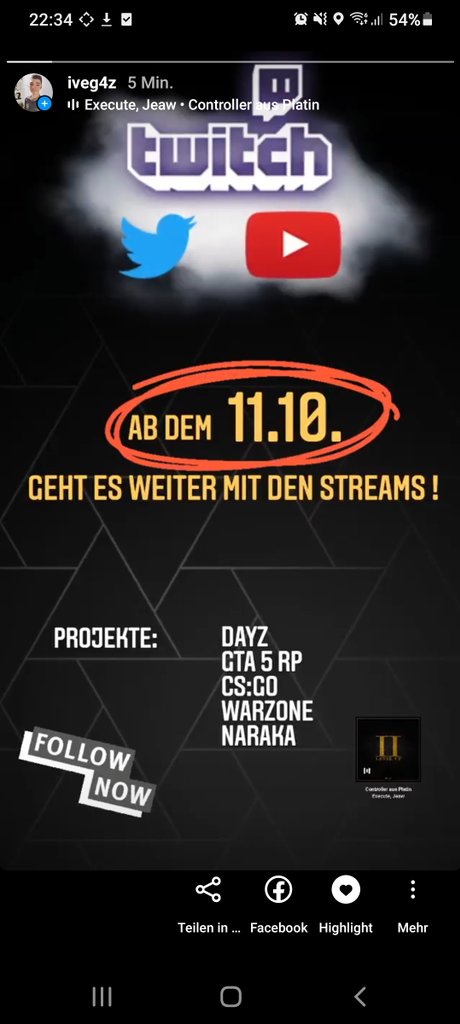 INFO
⬇️⬇️⬇️

DIE NEUEN Streams starten ab dem 11.10. wieder auf #TwitchDE!
Ich hoffe das alles stabil bleibt 😎💪

twitch.tv/i_veg4z