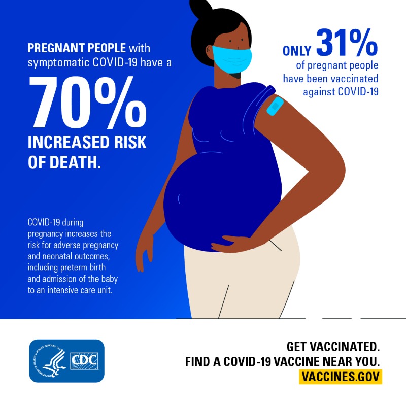 CDCgov's tweet photo. Urgent: COVID-19 vaccination is recommended for anyone pregnant, recently pregnant, or who might become pregnant.